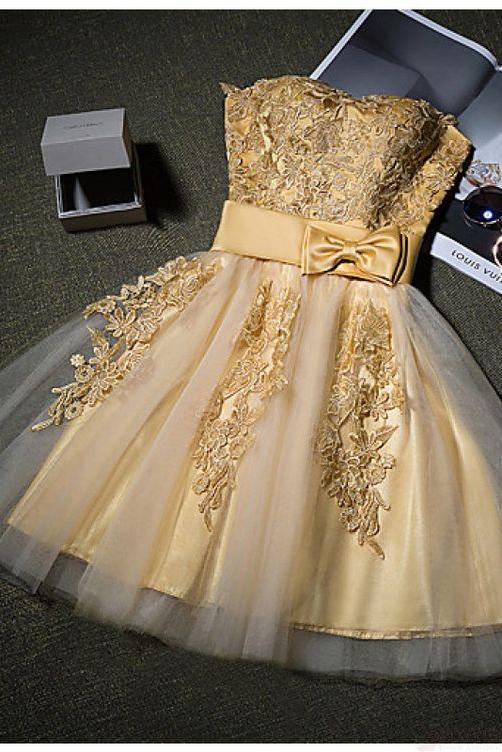 gold short dresses